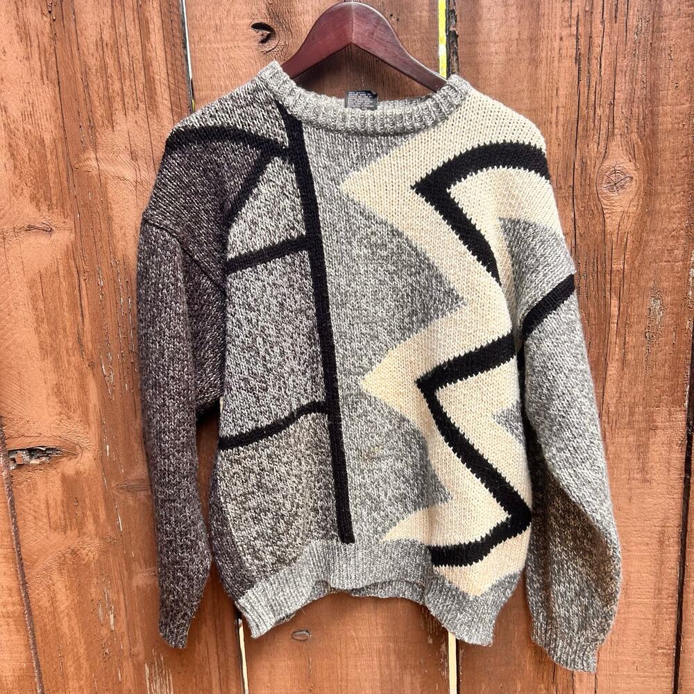 Vintage Geometric Knit Sweater Size Mens Medium